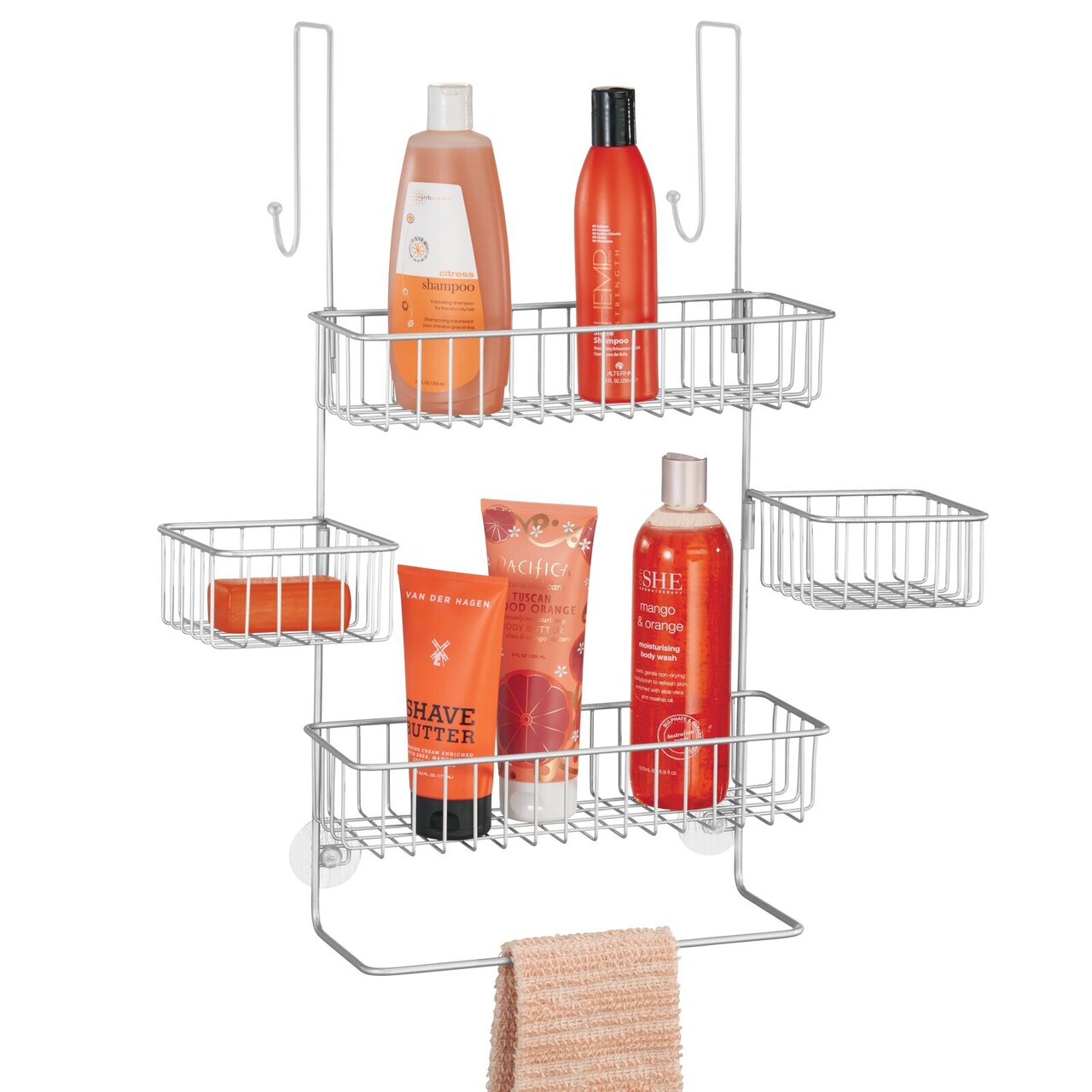 mDesign Steel Bathroom Shower Caddy Hanging Rack Storage Organizer